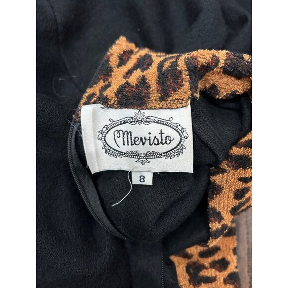 Vintage Mevisto Black Sweater Leopard Print Collar Cuffs Size 8 - Picture 6 of 8